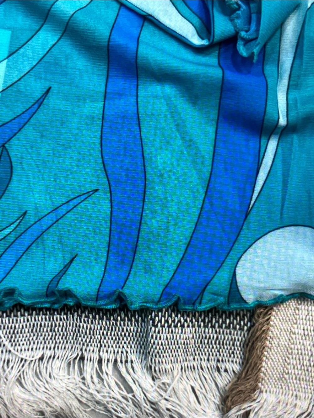 Emilio Pucci Turquoise and Teal Swirl Long Sleeve Top Size S - Picture 6 of 9